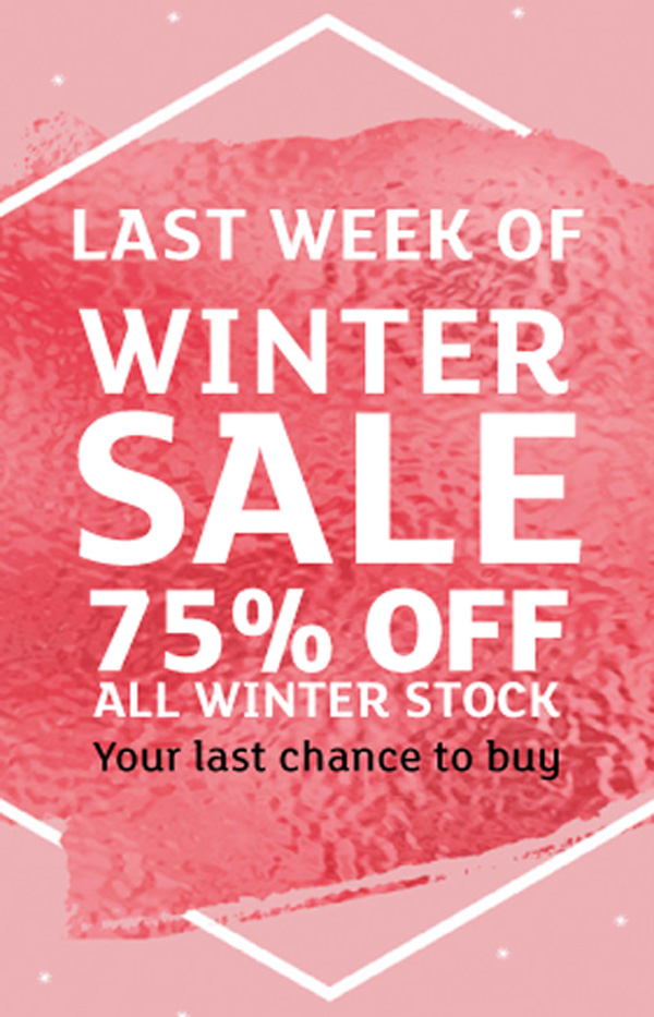75% off all winter stock